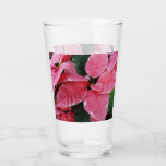 Silver Star Marble Poinsettias Pink Holiday Floral Glass