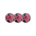 Silver Star Marble Poinsettias Pink Holiday Floral Golf Ball Marker