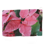 Silver Star Marble Poinsettias Pink Holiday Floral Golf Towel