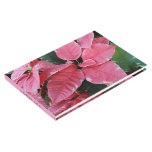 Silver Star Marble Poinsettias Pink Holiday Floral Guest Book