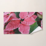 Silver Star Marble Poinsettias Pink Holiday Floral Hand Towel