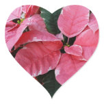 Silver Star Marble Poinsettias Pink Holiday Floral Heart Sticker