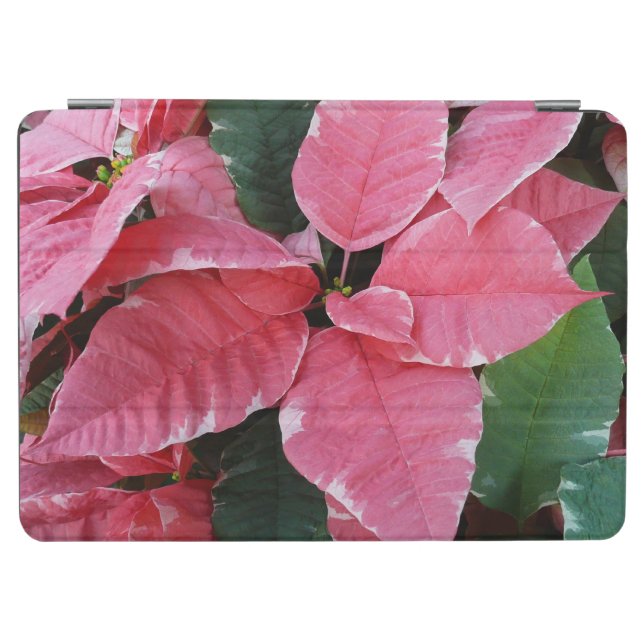 Silver Star Marble Poinsettias Pink Holiday Floral iPad Air Cover (Horizontal)