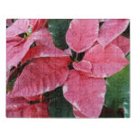 Silver Star Marble Poinsettias Pink Holiday Floral Jigsaw Puzzle