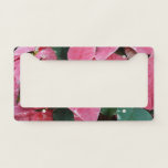Silver Star Marble Poinsettias Pink Holiday Floral License Plate Frame