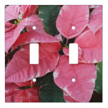 Silver Star Marble Poinsettias Pink Holiday Floral Light Switch Cover