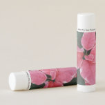 Silver Star Marble Poinsettias Pink Holiday Floral Lip Balm