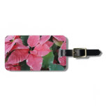 Silver Star Marble Poinsettias Pink Holiday Floral Luggage Tag