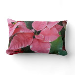 Silver Star Marble Poinsettias Pink Holiday Floral Lumbar Pillow