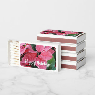 Silver Star Marble Poinsettias Pink Holiday Floral Matchboxes