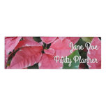Silver Star Marble Poinsettias Pink Holiday Floral Name Tag