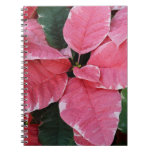 Silver Star Marble Poinsettias Pink Holiday Floral Notebook
