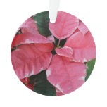 Silver Star Marble Poinsettias Pink Holiday Floral Ornament