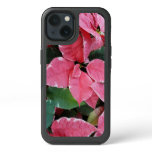 Silver Star Marble Poinsettias Pink Holiday Floral iPhone 13 Case