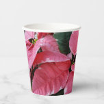 Silver Star Marble Poinsettias Pink Holiday Floral Paper Cups