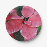 Silver Star Marble Poinsettias Pink Holiday Floral Paper Plates