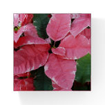 Silver Star Marble Poinsettias Pink Holiday Floral Paperweight