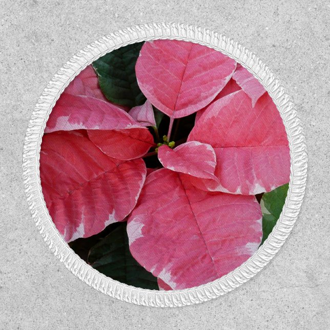 Silver Star Marble Poinsettias Pink Holiday Floral Patch (Front)