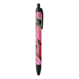Silver Star Marble Poinsettias Pink Holiday Floral Pen