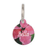 Silver Star Marble Poinsettias Pink Holiday Floral Pet ID Tag