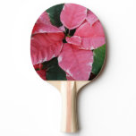 Silver Star Marble Poinsettias Pink Holiday Floral Ping Pong Paddle