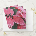 Silver Star Marble Poinsettias Pink Holiday Floral Pocket Folder