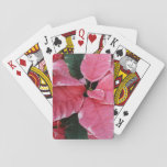 Silver Star Marble Poinsettias Pink Holiday Floral Poker Cards