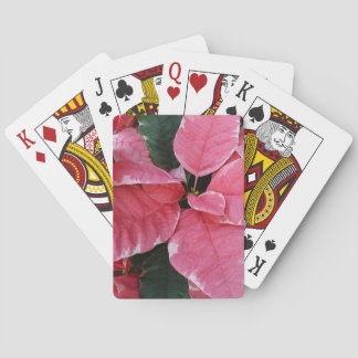 Silver Star Marble Poinsettias Pink Holiday Floral Poker Cards