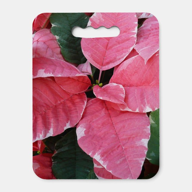 Silver Star Marble Poinsettias Pink Holiday Floral Seat Cushion (Front Vertical)