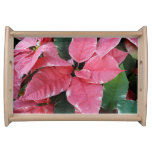 Silver Star Marble Poinsettias Pink Holiday Floral Serving Tray
