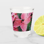 Silver Star Marble Poinsettias Pink Holiday Floral Shot Glass