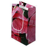 Silver Star Marble Poinsettias Pink Holiday Floral Small Gift Bag