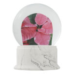 Silver Star Marble Poinsettias Pink Holiday Floral Snow Globe