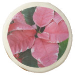 Silver Star Marble Poinsettias Pink Holiday Floral Sugar Cookie