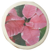 Silver Star Marble Poinsettias Pink Holiday Floral Sugar Cookie (Front)