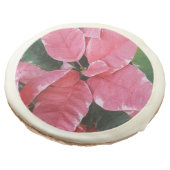 Silver Star Marble Poinsettias Pink Holiday Floral Sugar Cookie (Angled)