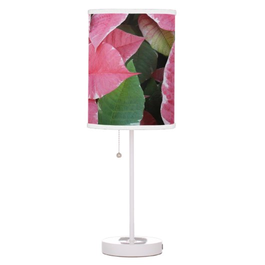 Silver Star Marble Poinsettias Pink Holiday Floral Table Lamp (Right)