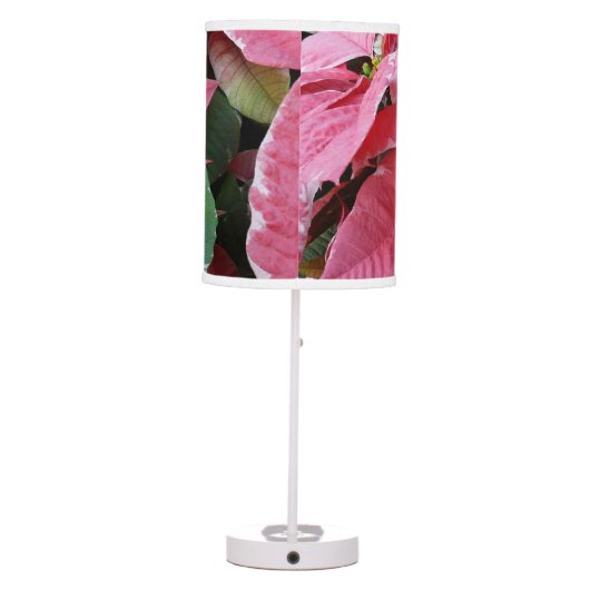 Silver Star Marble Poinsettias Pink Holiday Floral Table Lamp (Back)
