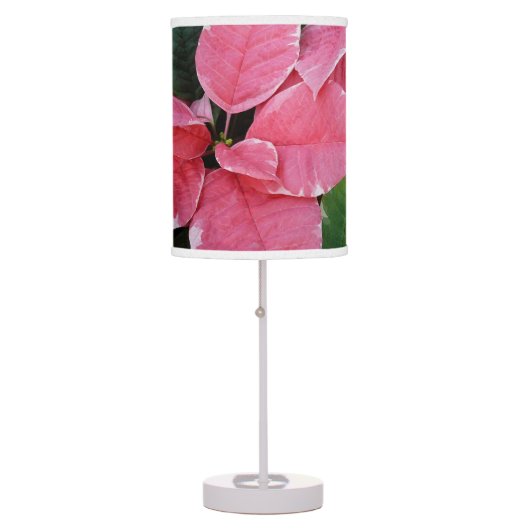Silver Star Marble Poinsettias Pink Holiday Floral Table Lamp (Front)