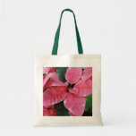 Silver Star Marble Poinsettias Pink Holiday Floral Tote Bag
