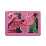 Silver Star Marble Poinsettias Pink Holiday Floral Trifold Wallet