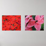 Silver Star Marble Poinsettias Pink Holiday Floral Wall Art Sets