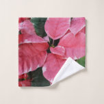 Silver Star Marble Poinsettias Pink Holiday Floral Wash Cloth