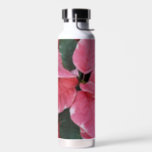 Silver Star Marble Poinsettias Pink Holiday Floral Water Bottle