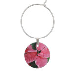 Silver Star Marble Poinsettias Pink Holiday Floral Wine Charm