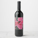 Silver Star Marble Poinsettias Pink Holiday Floral Wine Label
