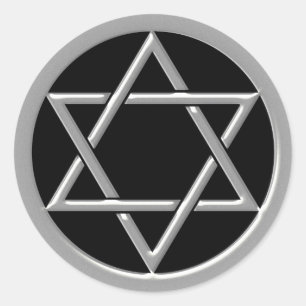 Silver Star of David Classic Round Sticker