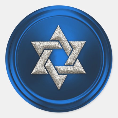 Silver Star of David Envelope Seal Blue