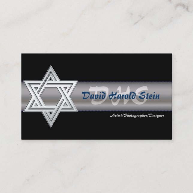 Silver Star of David Jewish Business Cards (Front)