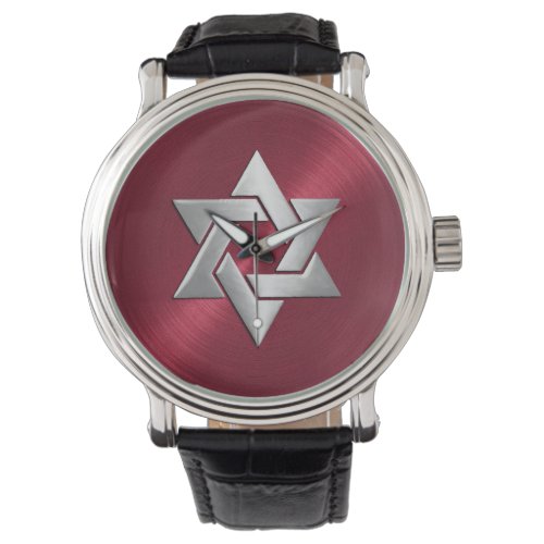 Silver Star of David on Red Watch